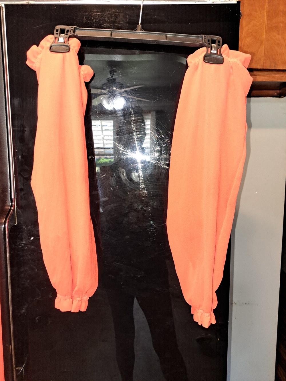 Coral Orange Two-Piece Set with Skirt ,Crop Top And Detached Puff Sleeves - Picture 5 of 6